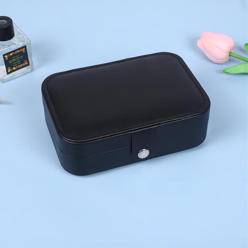 Compact Dustproof Jewelry Box for Earrings, Necklaces, and Rings - Double Layer Antioxidant Storage Solution