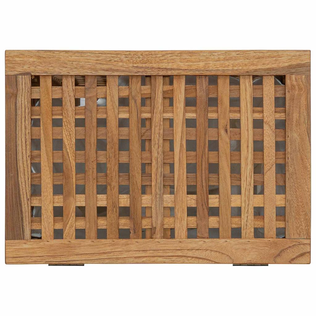 Laundry Basket Natural 50 X 35 X 60 Cm Solid Teak Wood