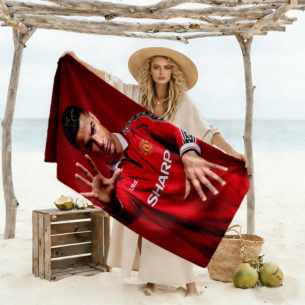 Football Player Action Beach Towel Super Soft & Absorbent Comfortable Lightweight
