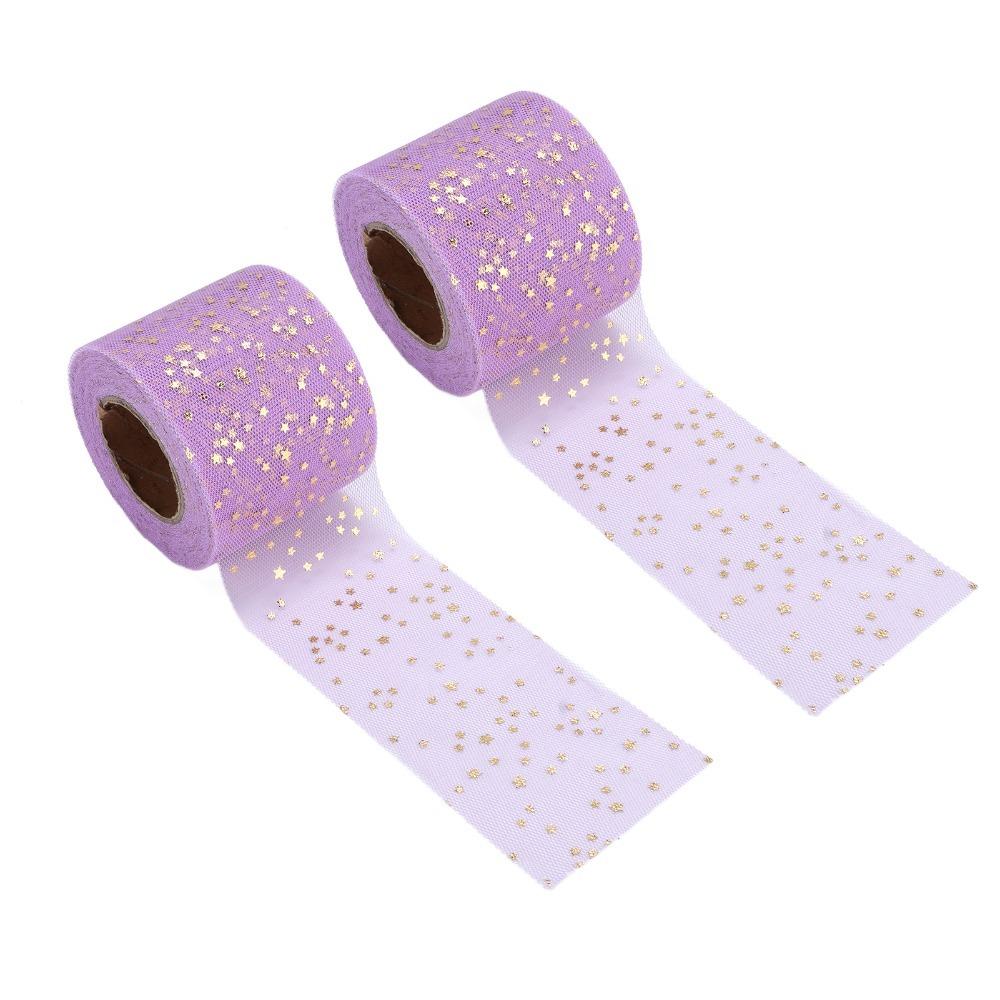 2pcs Shiny Appearance Sequin Tulle Ribbon Easy Use Netting Fabric Rolls For DIY Crafts