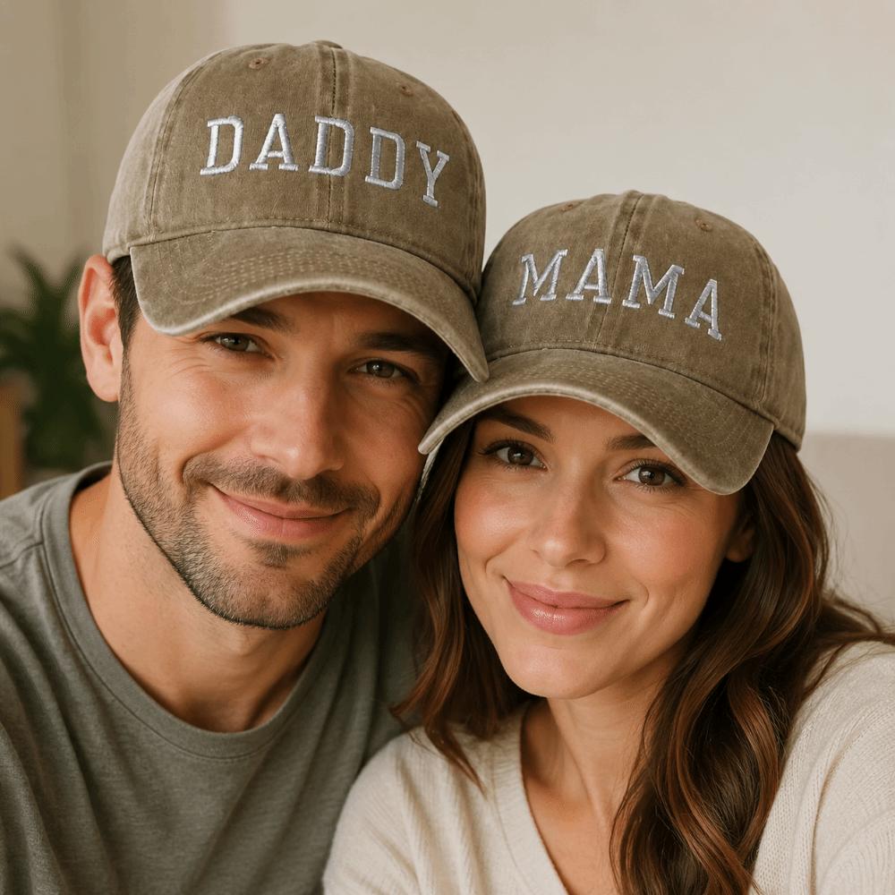Vintage Daddy Mama Mini Embroidery Caps Washed Cotton Family Matching Baseball Cap Gifts