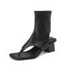 Premium sense~ French toe beach sandals for women 2025 summer new thick heel Roman elastic short cool boots for women
