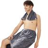 2Pcs/Set Men Bath Towel Adjustable Shower Wrap And Absorbent Towel Wearable Towel Skirt with Pocket for Gym Beach Sauna Spa