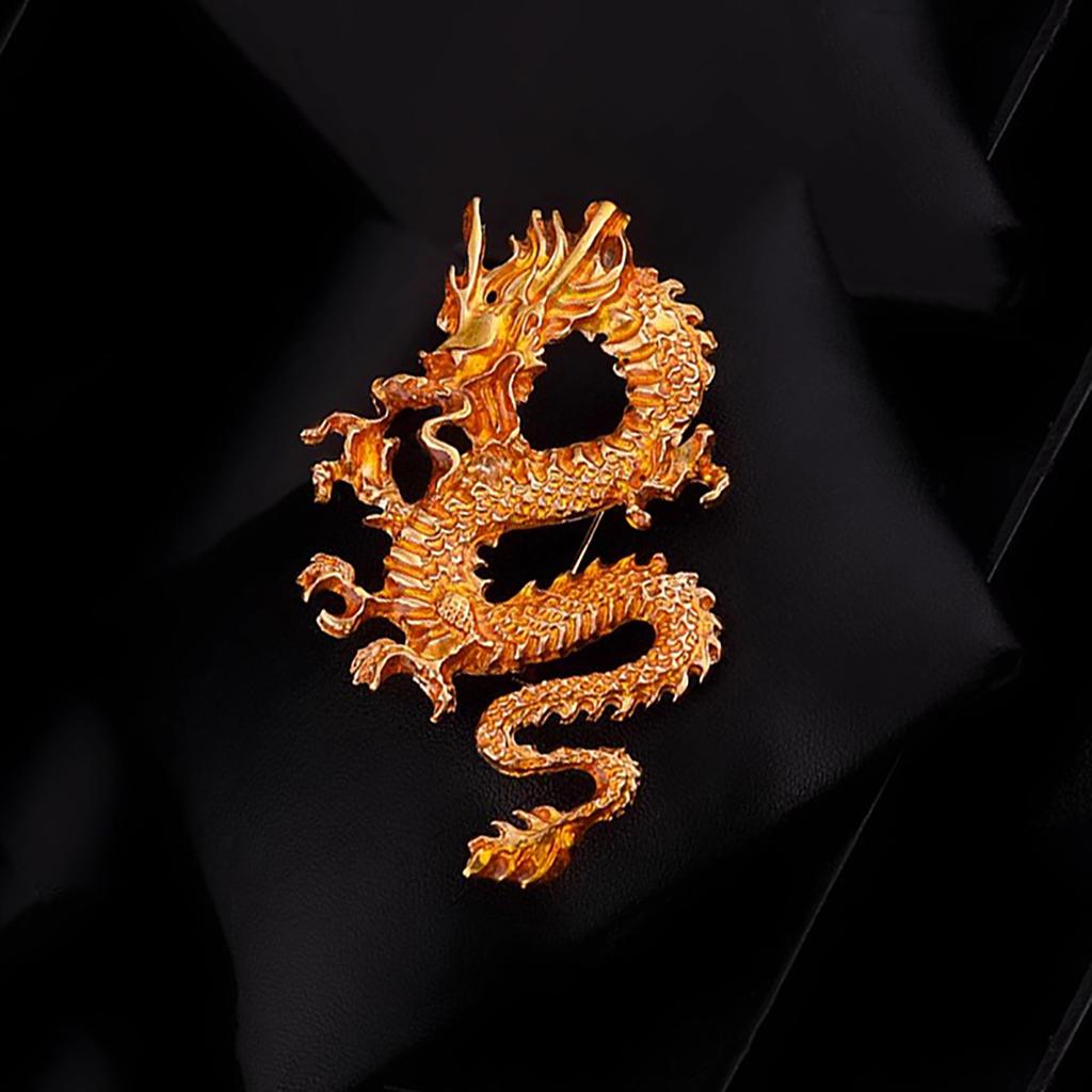 Unique Dragon Shaped Brooch Stylish Alloy Breastpin Traditional Chinese Zodiacs Style Breastpin Gift for Women Girls