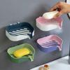 Wall-mounted Double Layer Soap Holder Punch-Free Draining Soap Storage Rack Soap Dishes  Shower