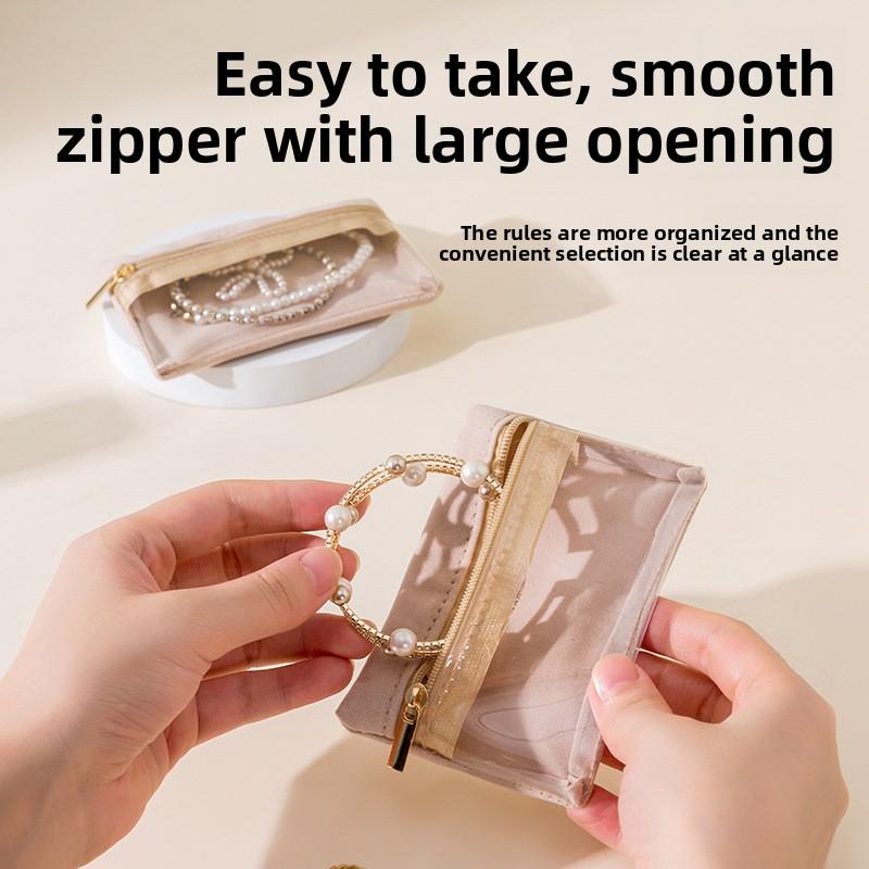 Mini Jewellery Earring Ring Bracelet Jewellery Organiser Transparent Travel Jewellery Coin Zipper Bag