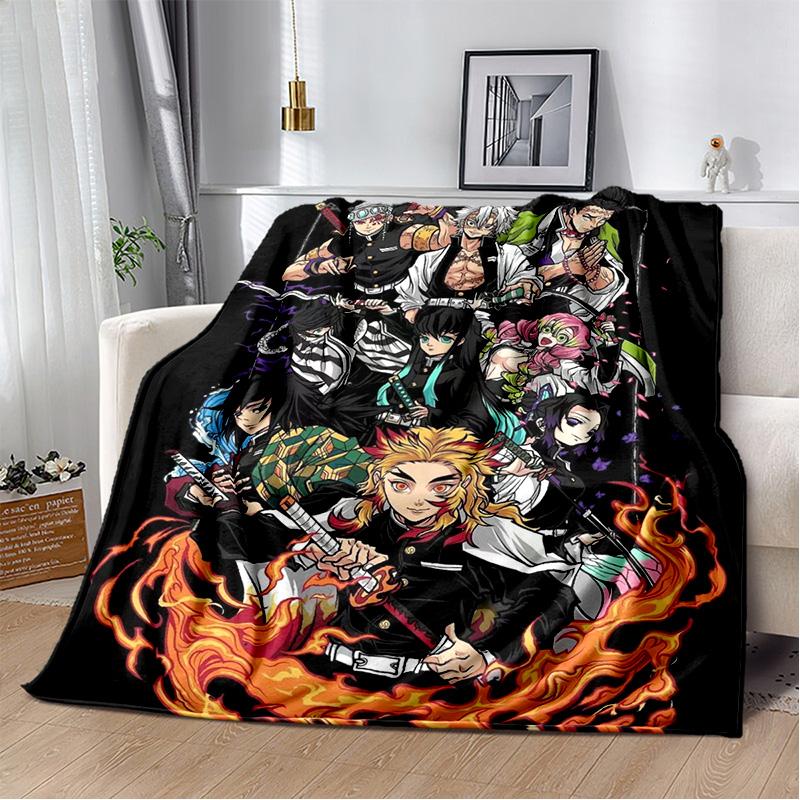 D-Demon Slayer Anime Blanket Sofa Office Nap Cover Blanket Kamado Nezuko Air Conditioning Blanket Soft and Warm