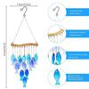 23" Handmade Fish-Shaped Seaside Wind Chime with Blue Beach Glass Ornament