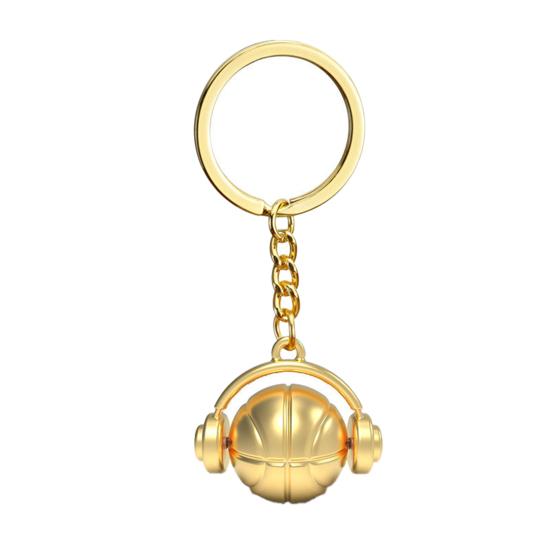 

Basketball Headset Keychain Pendant Metal Sport-themed Keyring Portable Basketball Earphone Keychain Exclusive Gifts for Fans Accessories золотистый