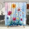 Floral Daisy Garden Shower Curtain - Pastel Watercolor Design, Vibrant Pink & Yellow Flowers, Romantic Bathroom Decor