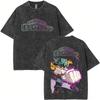 Anime My Hero Academia Midoriya Izuku Vintage Washed Tshirt Men Women Cartoon Harajuku Tshirts Mens Retro Oversized T Shirts