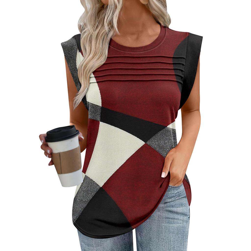 Dámské tílko Letní elegantní ležérní Volný střih Plisované košile Trička s krátkým rukávem