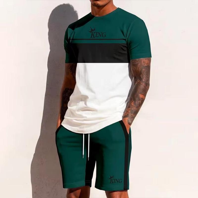 3D Printing Summer Y2K Style Fashion Trendy Men's Set Extra Large Men's Loose Top Refreshing and Breathable Leisure Travel Set