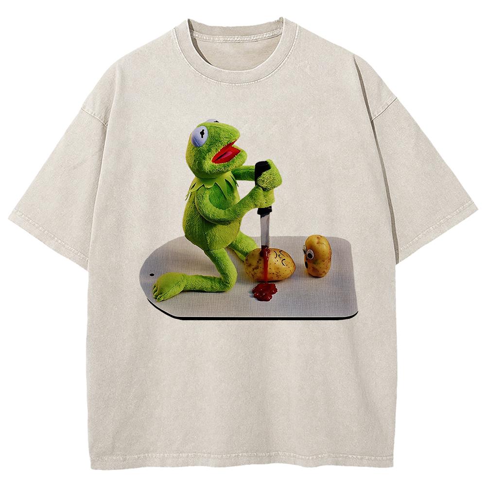 

Хлопковая футболка Как на самом деле делают картофель фри Юмористические футболки Убийство картофеля Мужская/женская футболка Винтажный оверсайз Топы минеральной стирки 3XL