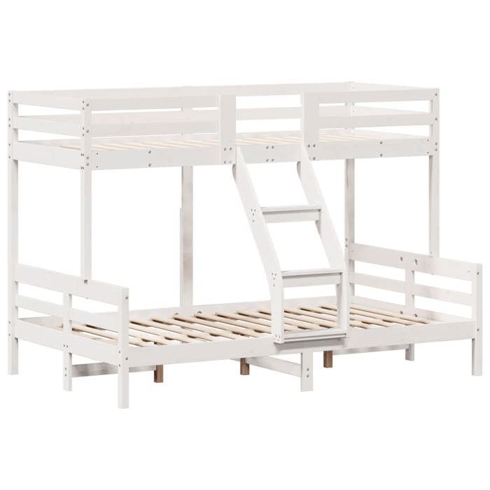 VidaXL Bunk Bed 80x200/120x200 Cm White Solid Pine Wood, Bed, Bed Frame, Loft Bed, Bedroom Furniture, 3207162