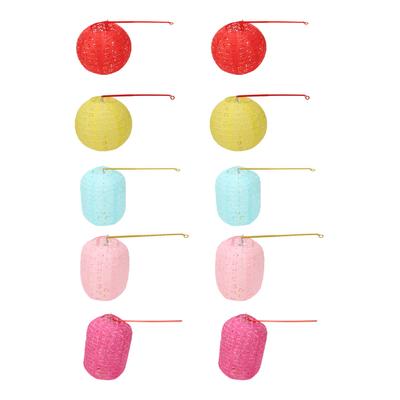 10 Sets Round Paper Lanterns Collapsible Assorted Colors Waterproof Hanging Paper Lanterns with Lights for Decoration