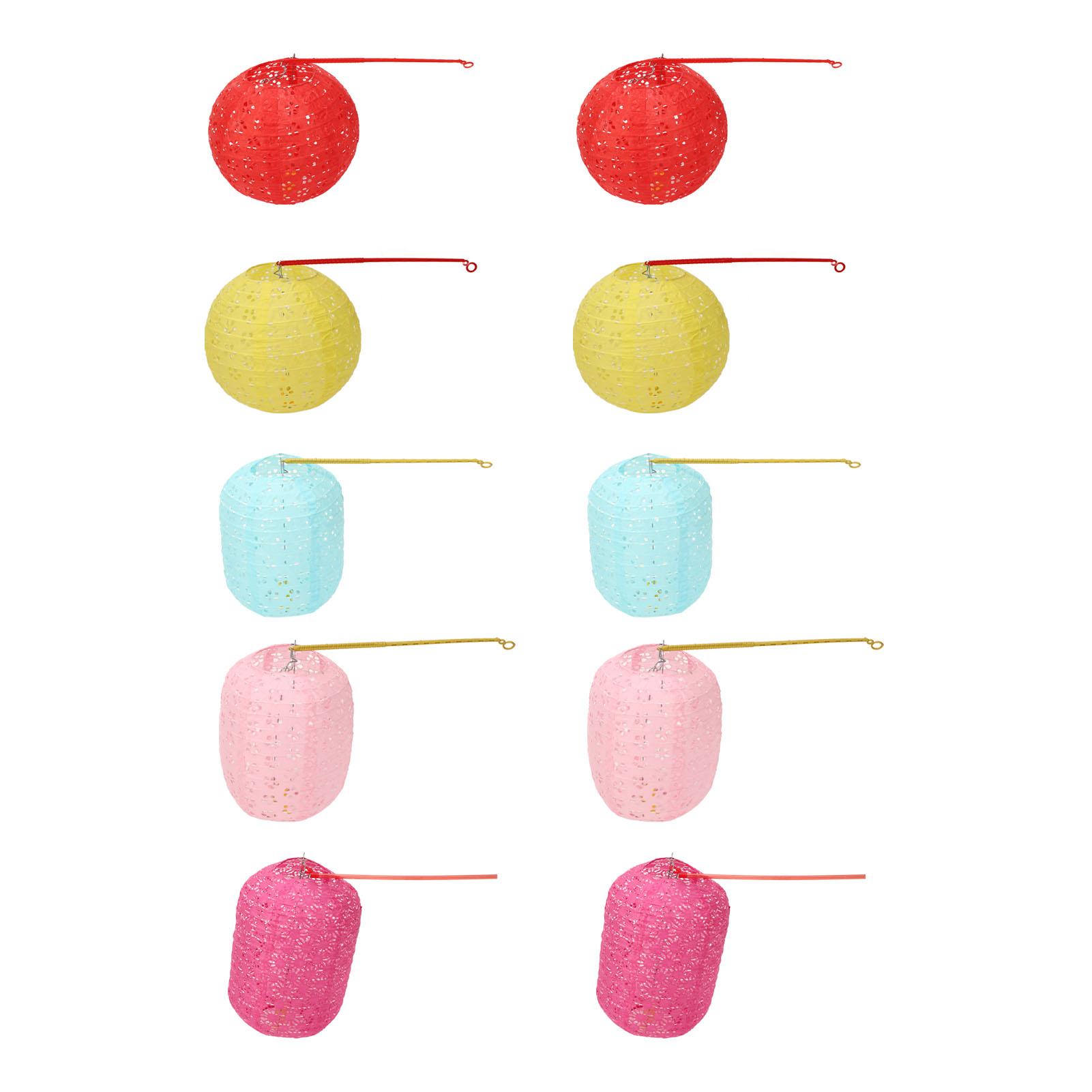 

10 Sets Round Paper Lanterns Collapsible Assorted Colors Waterproof Hanging Paper Lanterns with Lights for Decoration