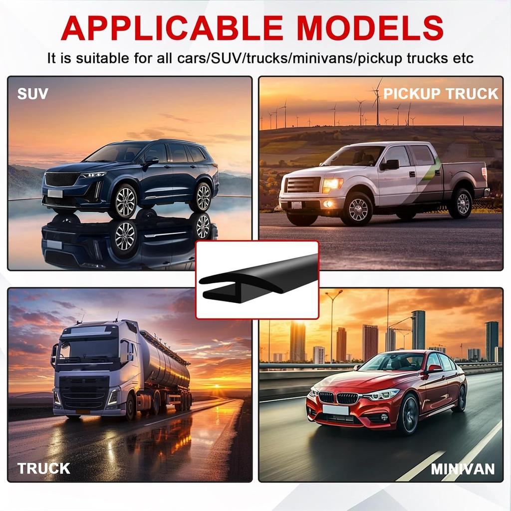 1.8M/6Ft Windshield Cowl Molding Rubber Seal Strip Trim, Front Rear Windshield Seal, Car Weather Stripping, Window Sunroof Seal For Most Cars Trucks