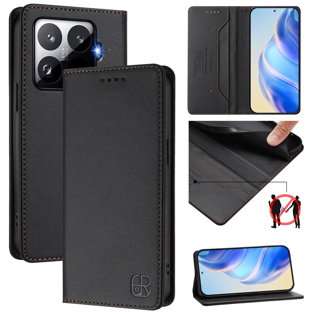 For Xiaomi 15T Pro Leather Case RINACASIS RC01 Phone Cover with RFID Blocking Wallet Stand