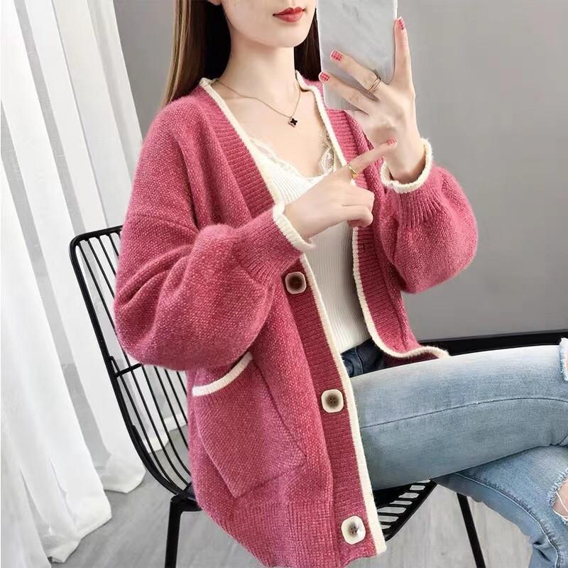 Cardigan pentru femei, epocă, modă minunată, coreeană, simplă, cu decolteu în V, tricotaje pentru femei, cu mânecă lungă, pulovere de toamnă pentru femei