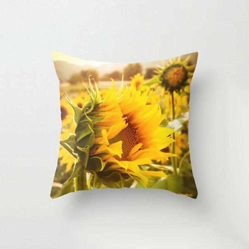 Premium Quality 18'' Summer Sunflower Pillow Case For Sofa And Car Cushion Decor