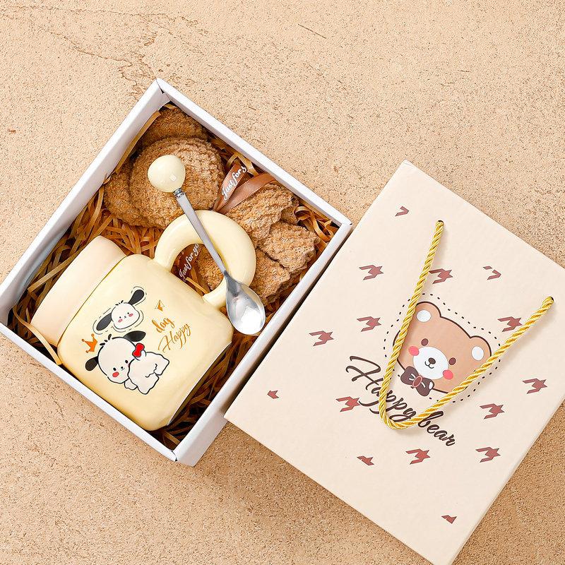 High-Value Ceramic Cup With Lid Spoon Water Cup Set Gift Box Cute Cup Souvenir Opening Gift