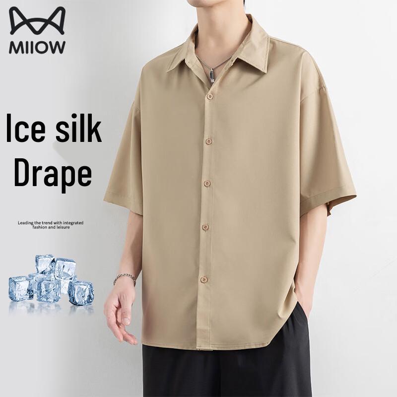 

Mao Ren Men s Ice Silk Short-Sleeve Shirt M