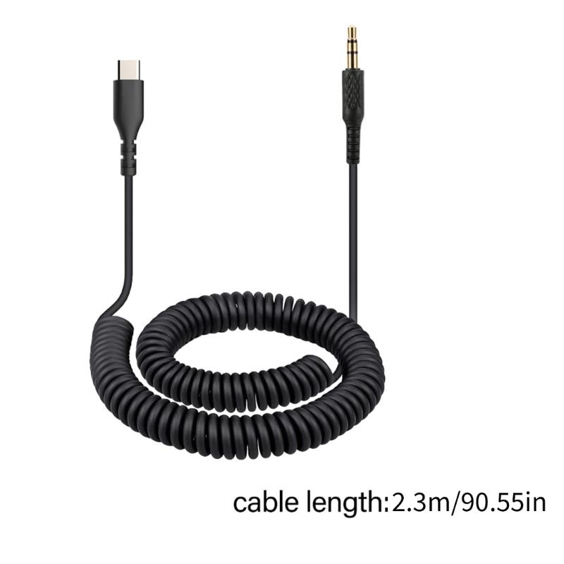 Durability Coiled Audios Cable Type C To 3.5mm Headsets Wire High Fidelitys Sound Spirals Design for Monitor Major Headphones