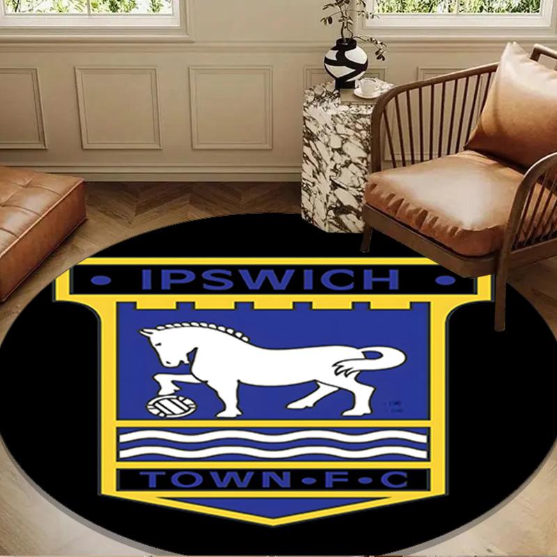 FC Ipswich Crest Round mat Home Decor, Chair rug For livingroom,Bedroom, doormat home decor Birthday Gift Christmas Gifts