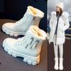 Booties 2025 New Korean Style Fleece-Lined Autumn Winter High-Top Cotton Shoes Women's Boots High Heel Mid-Calf Bootsins