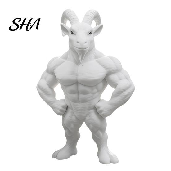 Dekoration für Erzählräume 3D-gedruckte muskulöse Ziegenfigur, Tierfigur Schreibtisch für Nischenkunst Sammlerstück Heim Büro Regal, Lustiges Geschenk für Fitnessstudio-Besucher Liebhaber