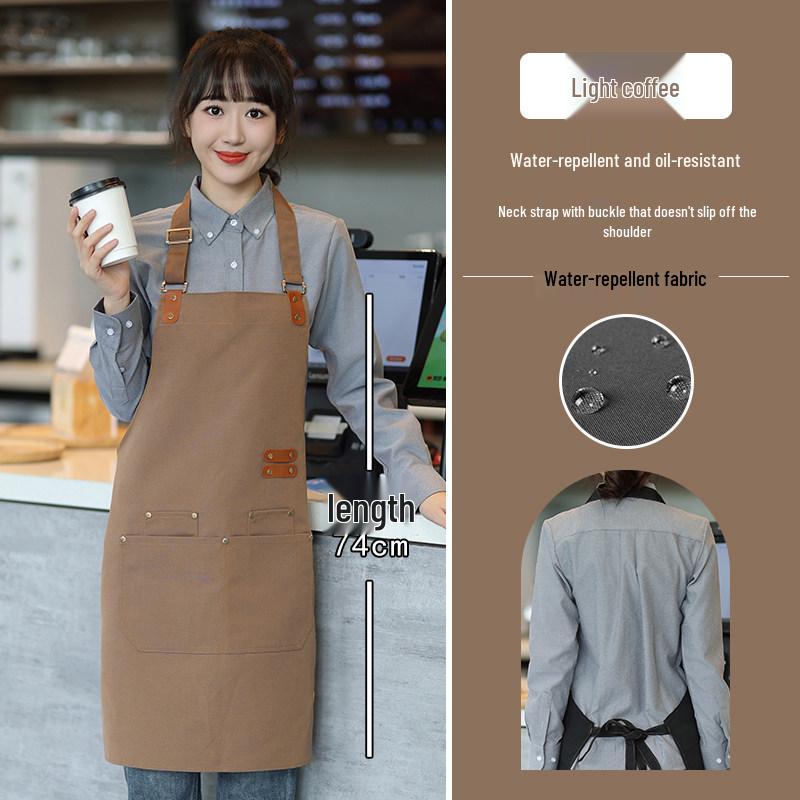 Custom Logo Waterproof Canvas Apron for Coffee & Tea Shop