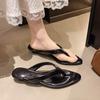 Pointed Toe Mid-heel Cool Slippers Women's Summer Wear New Slope Heel Flip-flops Tide
