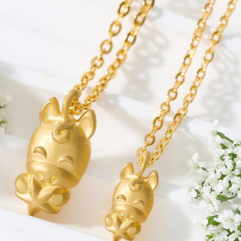 Porti 24k Gold 1.875g Horse Zodiac Special Stone Necklace