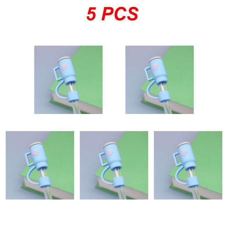 1/5PCS Fruit Simple Dust Straight Pipe Multiple Colors Available Household Straw Soft Rubber Safety