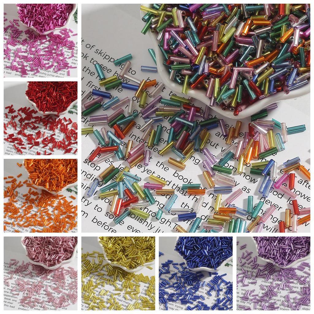 7mm Silver-Filled Glass Rice Tube Beads for DIY Jewelry, Necklace & Clothing Accessories
