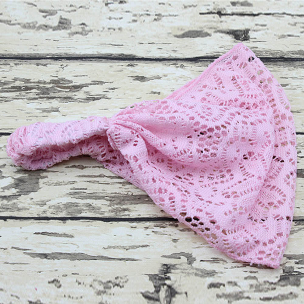 

Модная эластичная широкая повязка на голову для девочек, кружевная повязка на голову, тюрбан, бандана, повязка для волос розовый