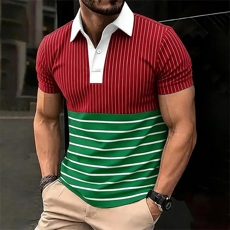 Beach Men's Summer Polo Shirts Fashionable 3D Digital Printing Comfortable Short Sleeve Soft Cotton Blend Casual Work