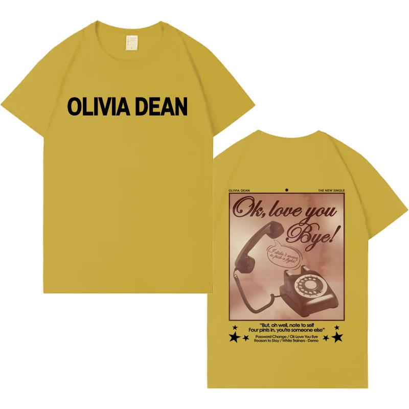 Zpěvačka Olivia Dean Populární Grafické Potištěné Tričko s Krátkým Rukávem Pánské Dámské Hip Hop Oversized Vysoce Kvalitní Bavlna Ležérní Pohodlné Trička