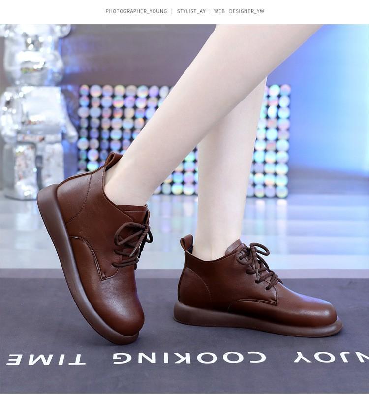 Leather Martin boots women's spring and autumn low-top soft-soled short boots flat-soled small leather shoes small size