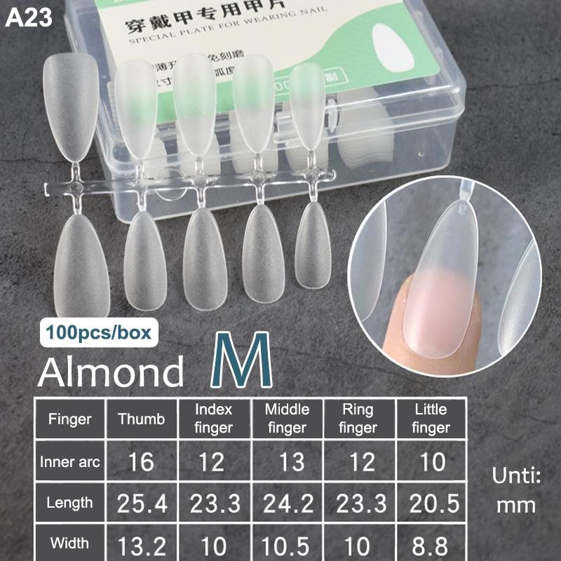 100Pcs/Box Fake Nail Tips Full Cover Coffin Press On Nail Extension Clear Soft Gel Tips False Nail Design Manicure Tools