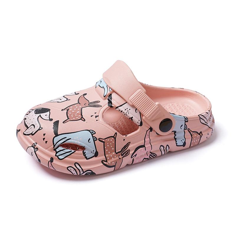 

Летние новые мужские и женские шлепанцы с закрытым носком, нескользящие, милые и прочные, мультяшные домашние уличные граффити пляжные дырчатые туфли 38-39 [inner length 24cm]