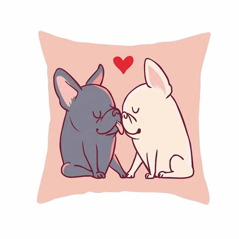 

Valentine s Day Cushion Cover Cute Cartoon Pattern Printing Sofa Pillow Home Couple Gift 66x66cm