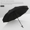 Large Thickened Windproof Reinforced Umbrella for Heavy Rain with Logo, Foldable Dual-Use Black Coating for Sun Protection and Uv Protection