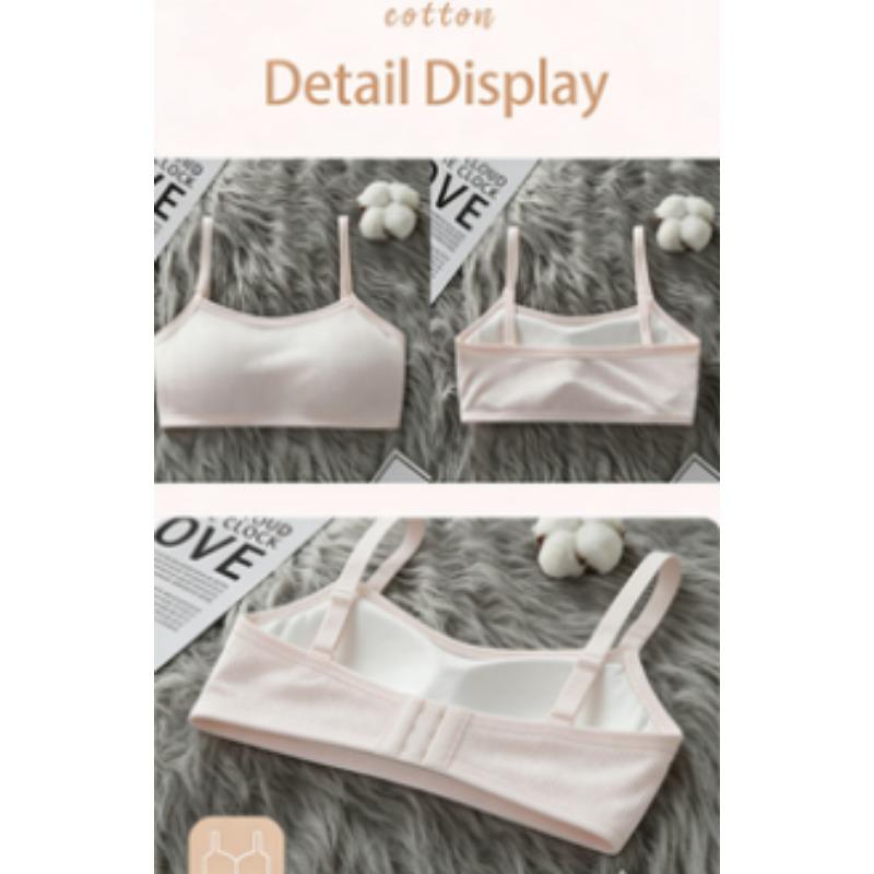 Girls' Cotton Mesh Camisole Bra - Summer Breathable Training Bra for 8-14 Years Old Tween & Teen Developmental Crop Top
