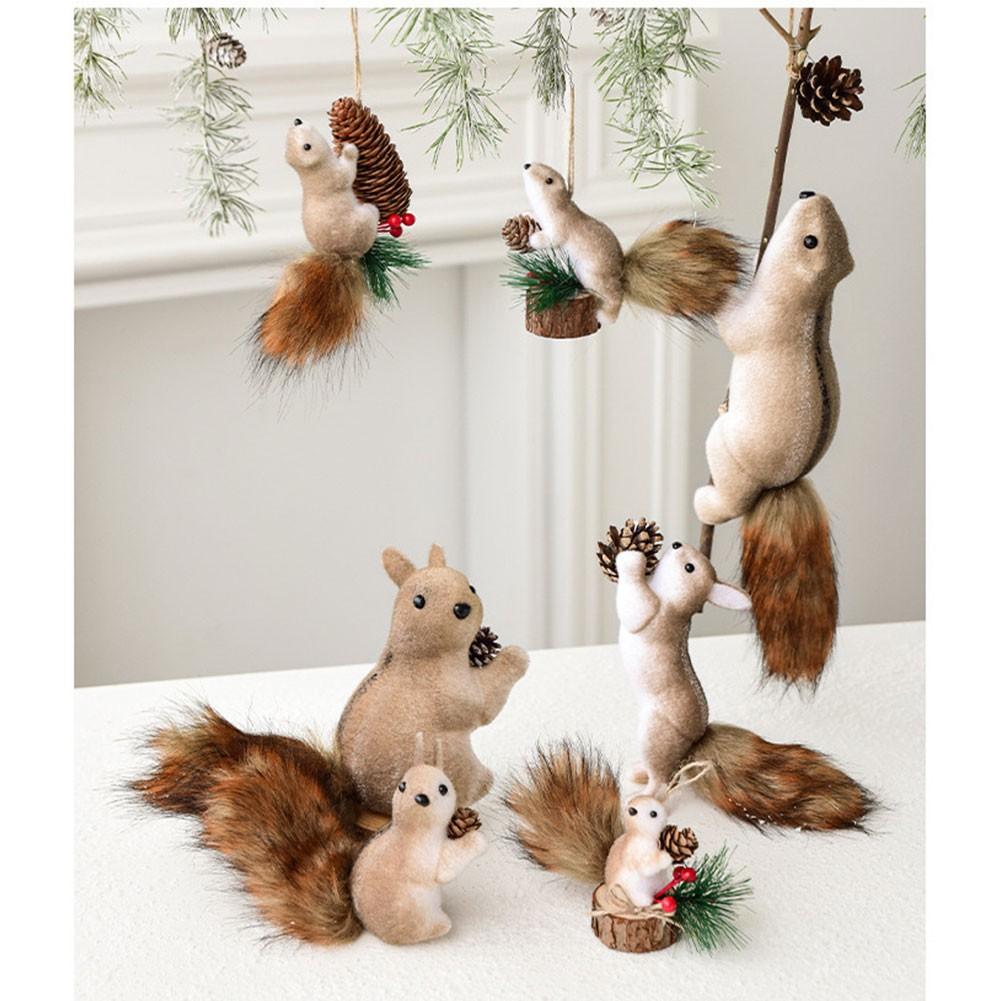 Set Of 5 Squirrel Christmas Ornament Hanging For Christmas Tree Decoration