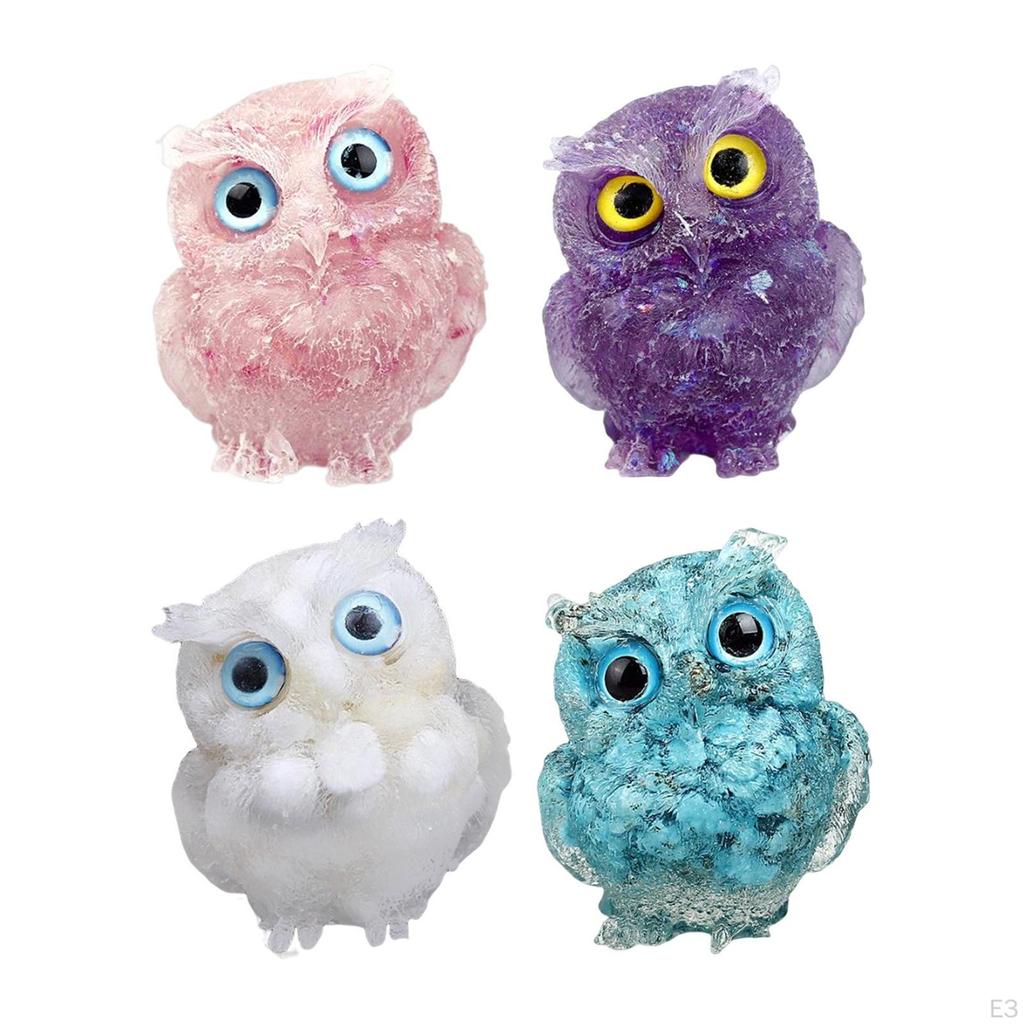 3D Owl Statue Collection Miniature Decor Crystal Decoration for Tabletop Office Bookshelf