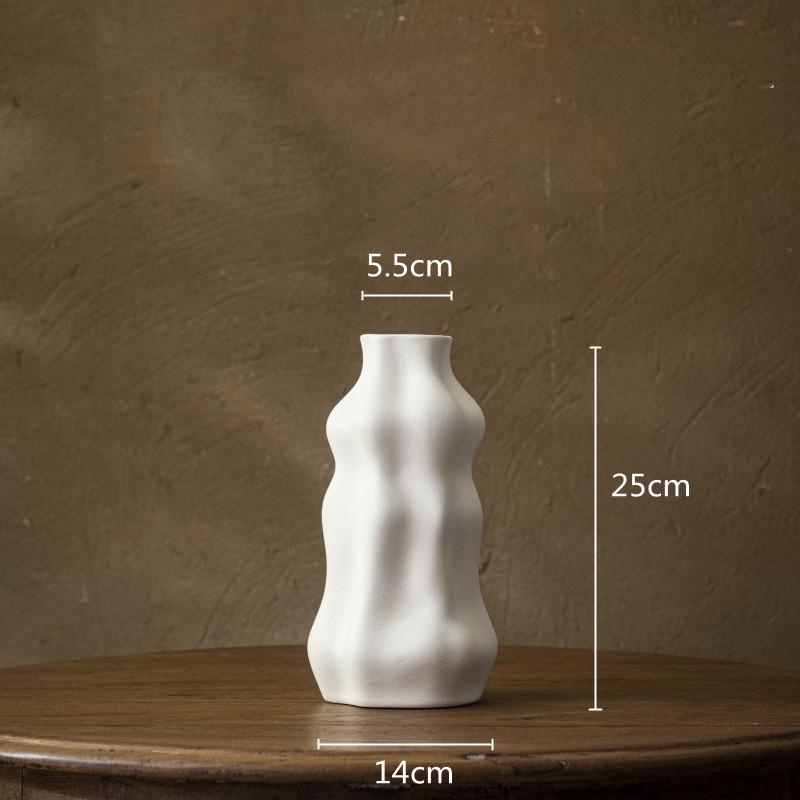 

Ceramic Vase Black and White Plain Face Irregular Grooves Flower Arrangement Terrarium Room Decoration Accessories Vases Pots белый
