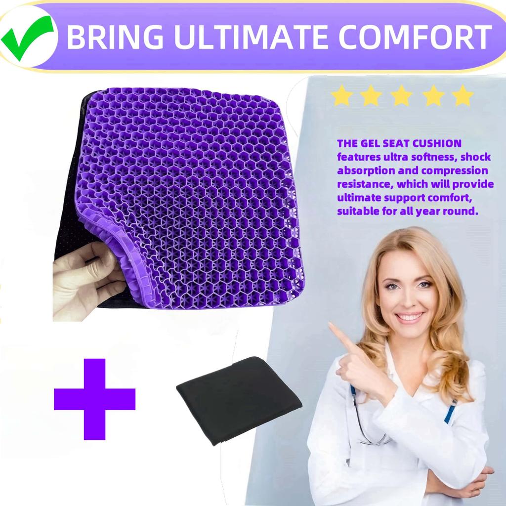 Ultra-Comfort Gel Seat Cushion Set with Breathable Honeycomb Design - Tailbone Relief, Ideal for Office, Car, Airplane Use