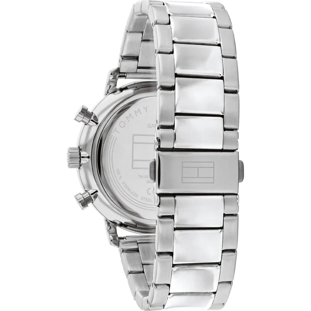 Tommy Hilfiger Herren Skelett Chronograph Quarz Uhr Blaues Zifferblatt Silbernes Gehäuse Silbernes Edelstahlarmband 1710569